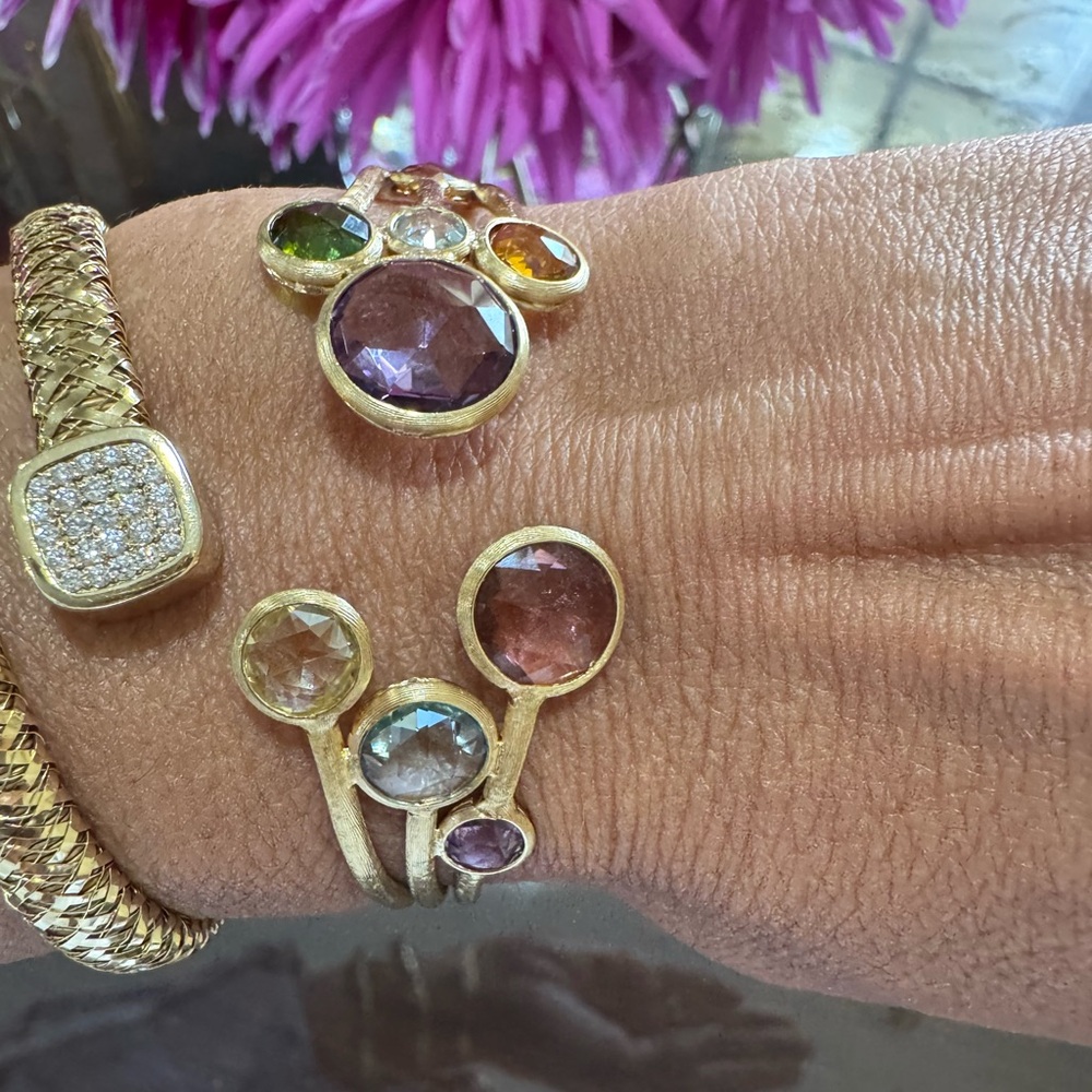 Gorgeous Marco Bicego 18k YG Multi-Gemstone Cuff Bracelet – Jaipur Collection - Picture 14 of 17